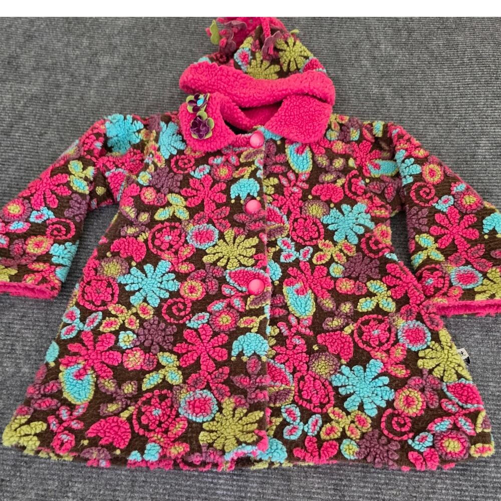 Corky & Company Girl's Size 7 A-Line Multicolor Winter Swing Coat and Hat
